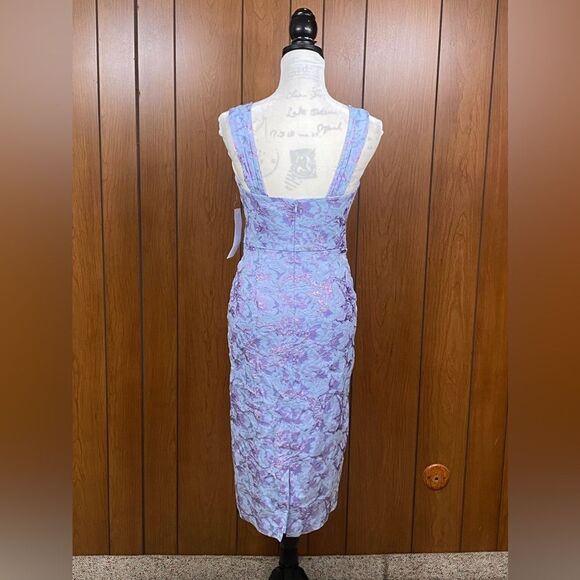 Aidan Mattox Metallic Floral Jacquard Dress size 2 - Picture 8 of 11